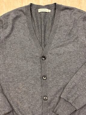 Cardigan Sweater Silk Wool Cashmere Gray Mens XS V Neck Button